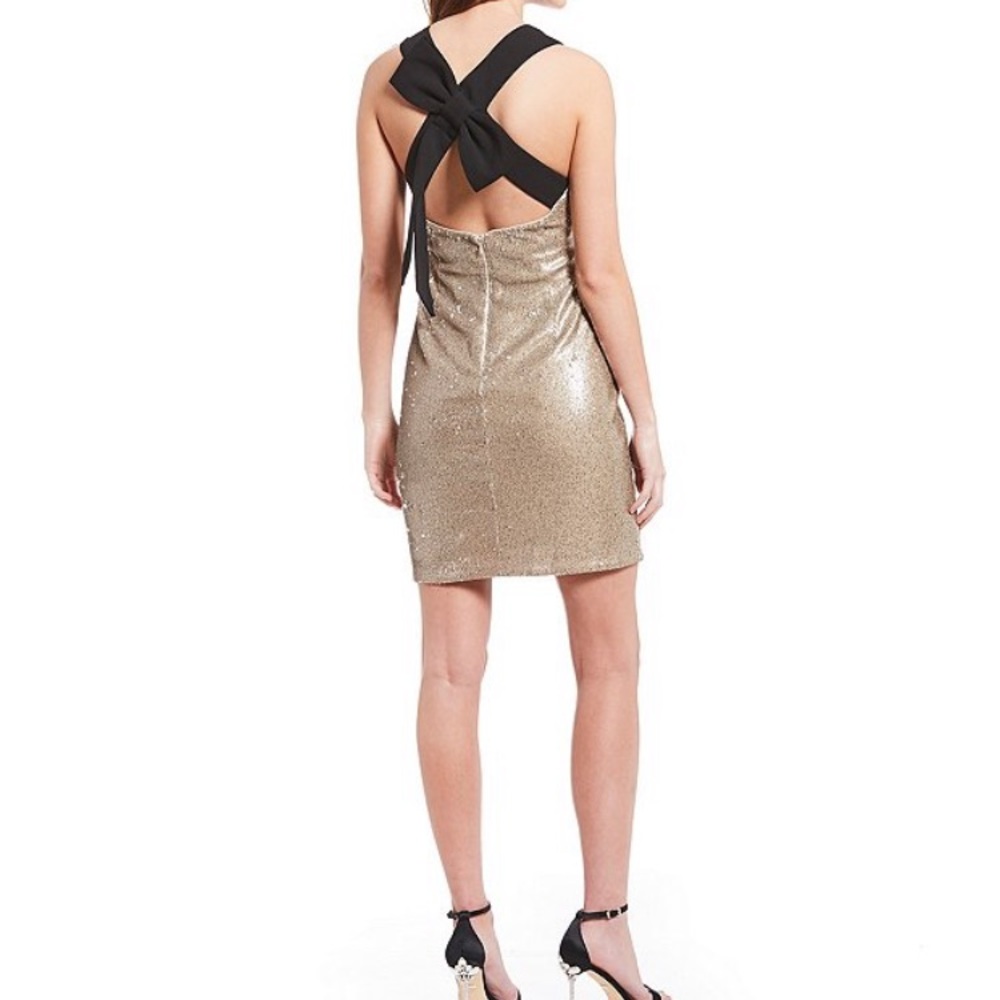 Badgley Mischka Bow Sequin cocktail dress